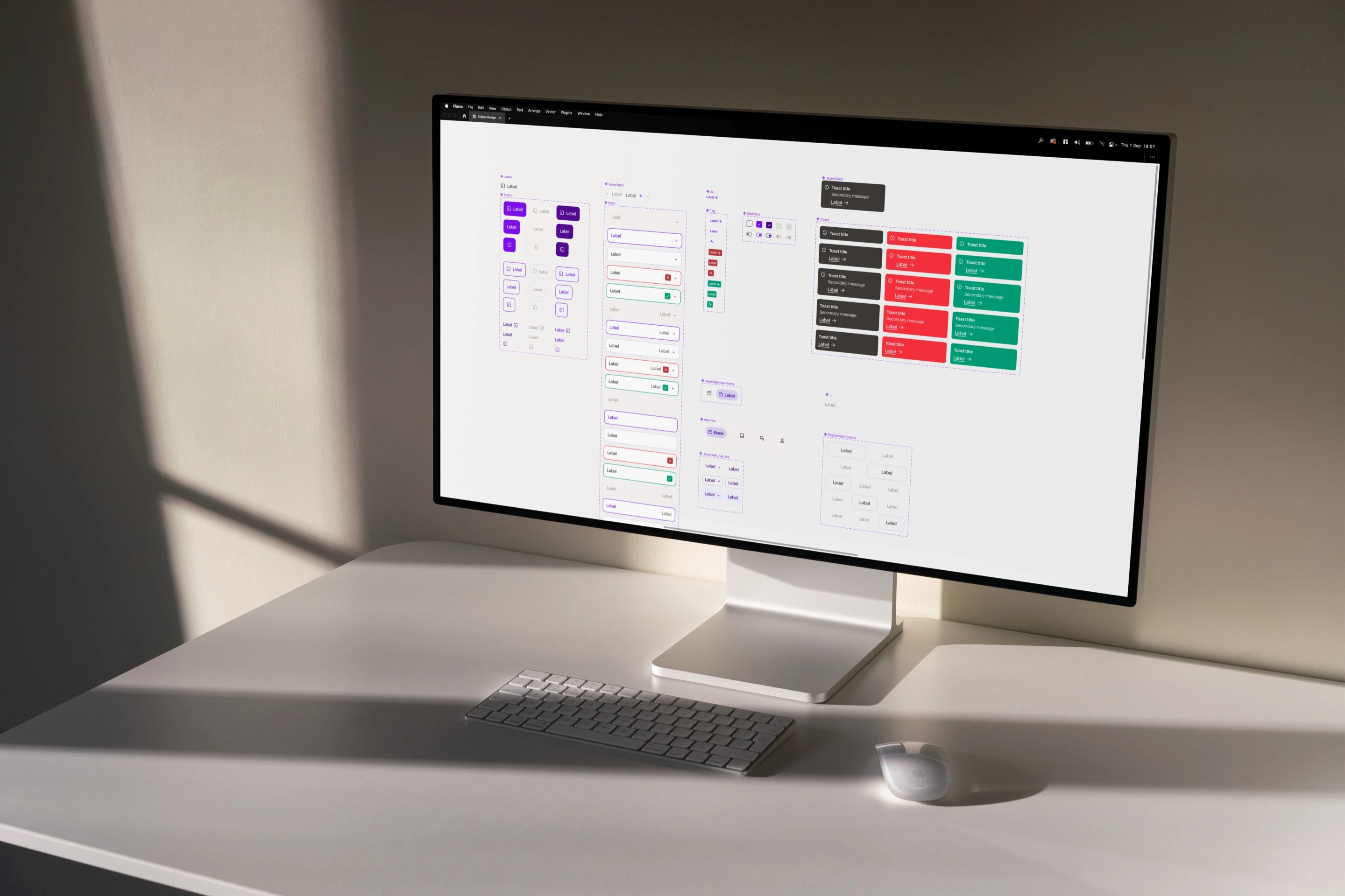 Fertifa’s design system components on a desktop monitor