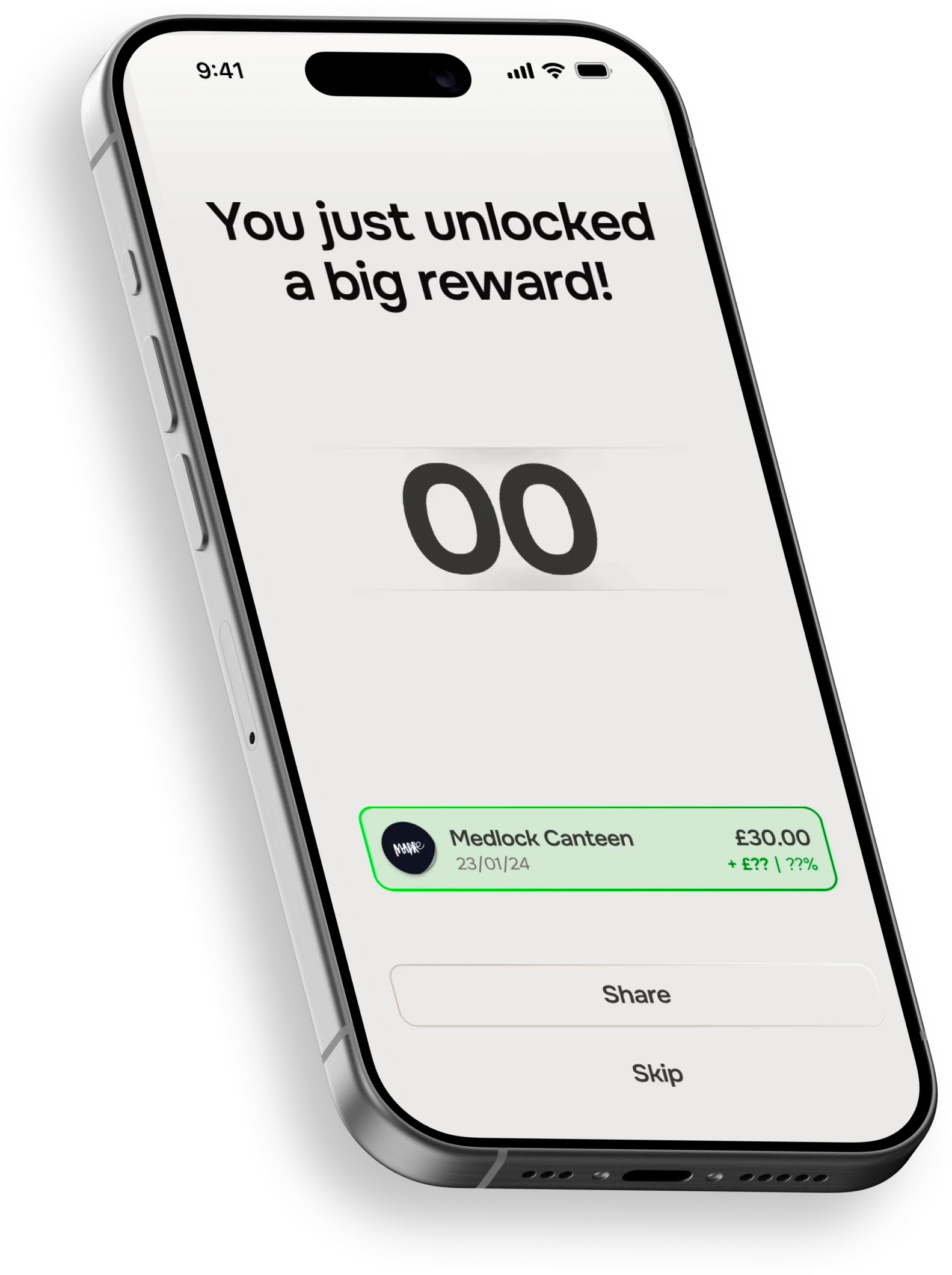 A “You just unlocked a big reward!” screen