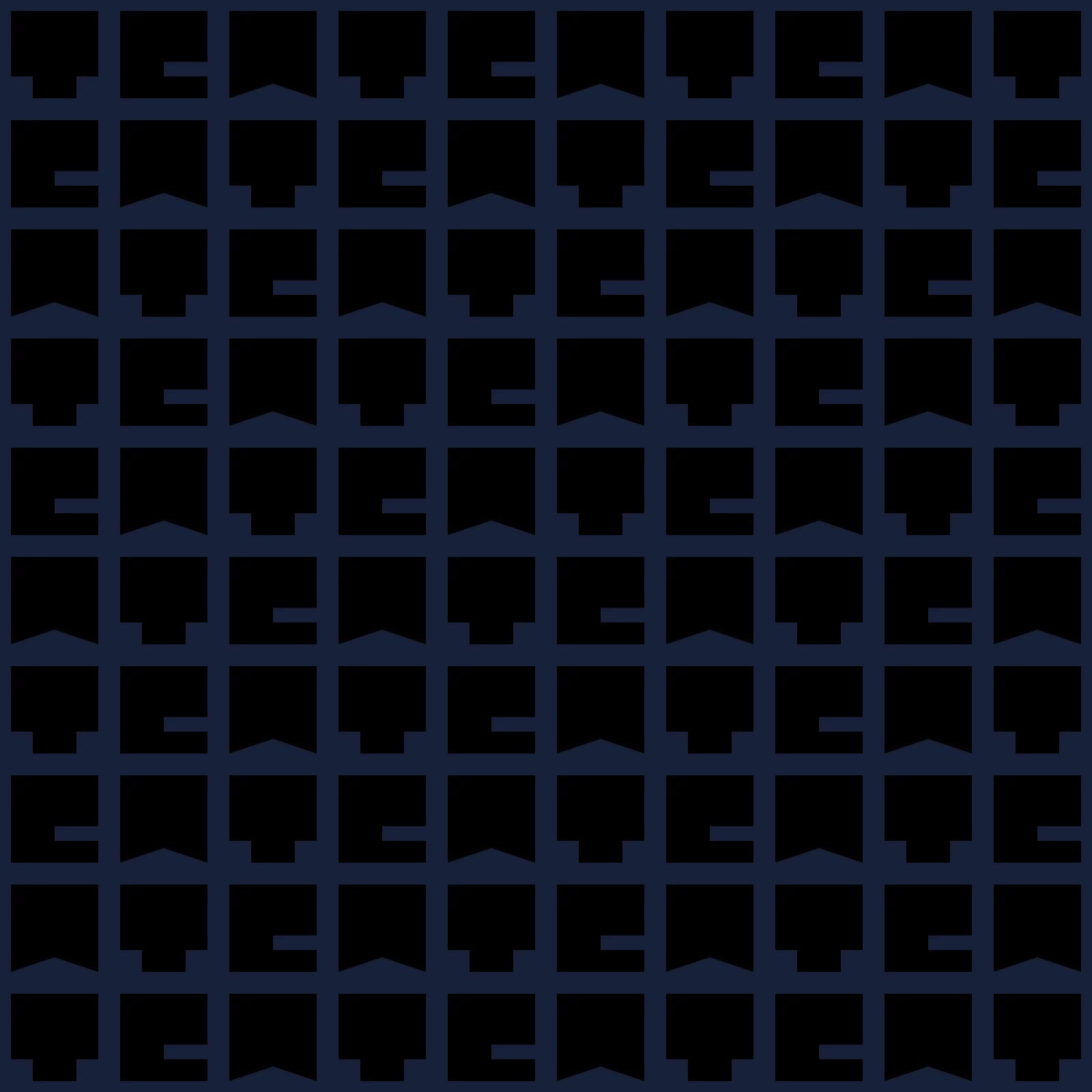 The same TEA pattern in navy on near-black, the letters only just visible