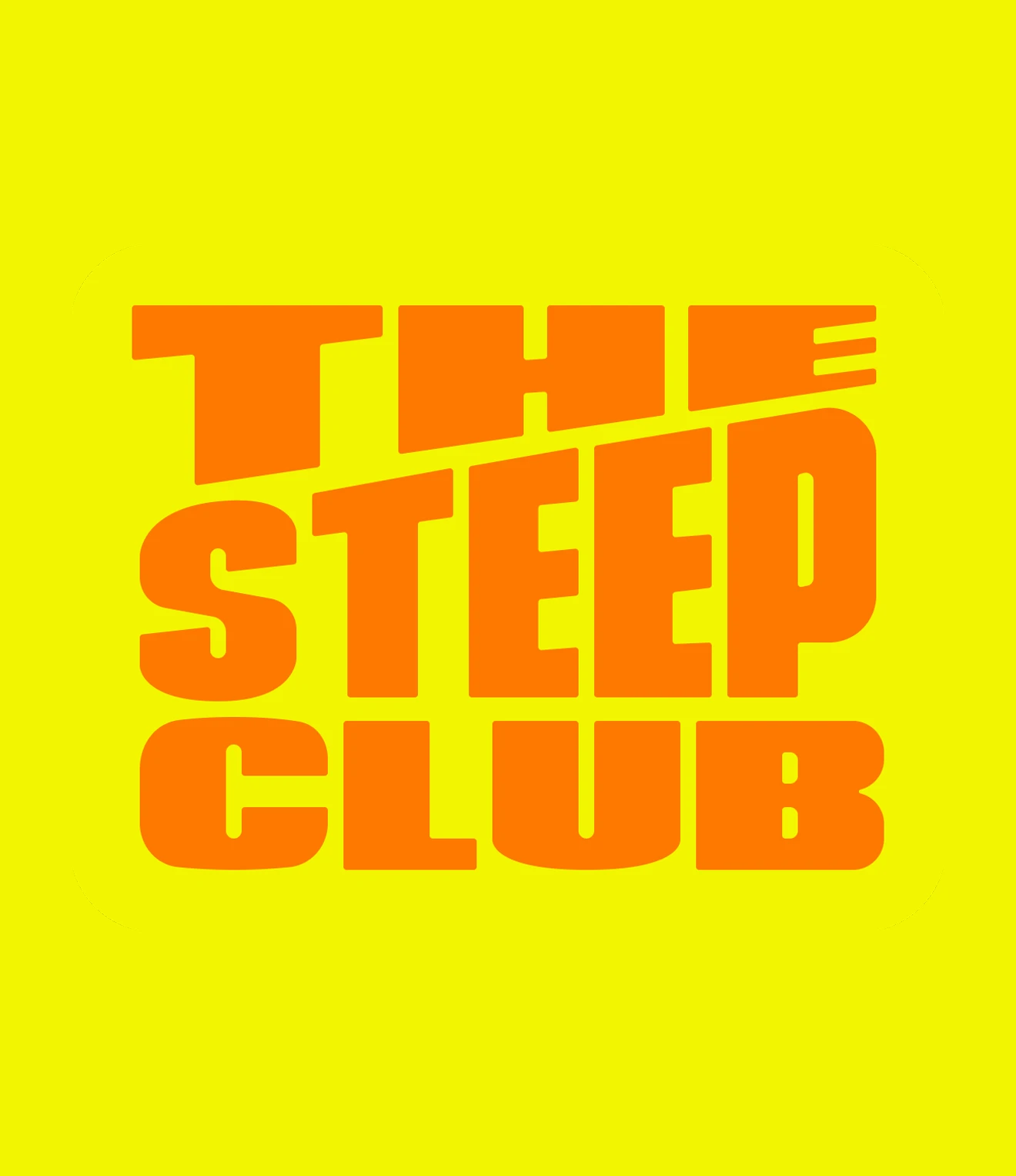Another version of the stacked logo, orange on yellow